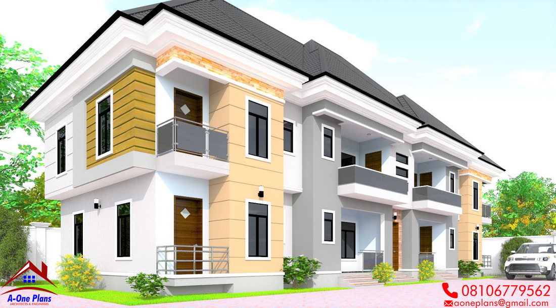 Building type: Terraced (4 Flats )  Minimum Plot Req. 50 x 100 ft Bedrooms: 2 per unit Baths 3   Features Visitors Toilet Entrance Balcony Dining Terraced Kitchen Rear Exit Staircase Closet/ cross ventilated rooms four flat in nigeriaPicture